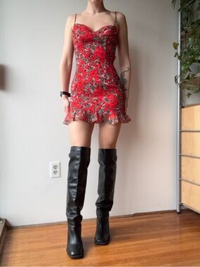 Superdown Red Floral Mini Dress - size S